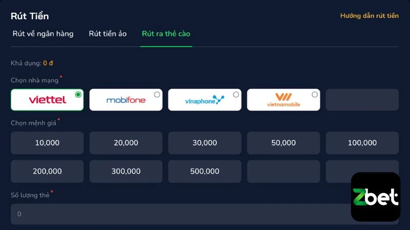 Ai muốn bảo mật thông tin tuyệt đối nên chọn cách rút bằng thẻ cào điện thoại