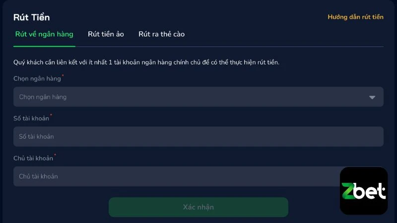 Chỉ cần nhập đúng thông tin ngân hàng rút tiền, tiền sẽ về tài khoản trong vòng 15 - 30 phút