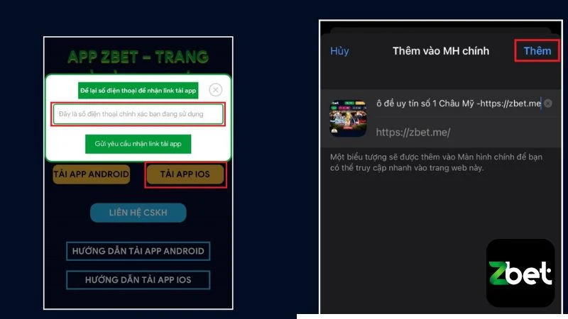 Người dùng iOS có thể sử dụng ứng dụng nhà cái như 1 web app thêm vào màn hình chính